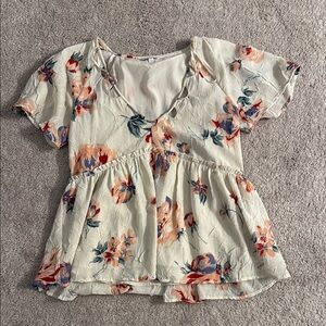 Lucky Brand blush Blouse with V-Neck and Tie Front